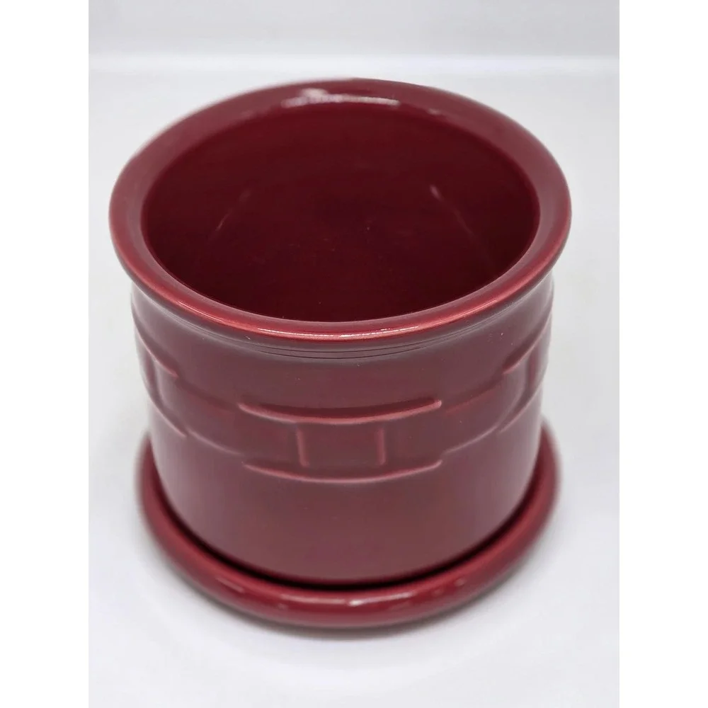 Longaberger Pottery Woven Traditions 1 Pint Salt Crock Paprika Red Kitchen Decor